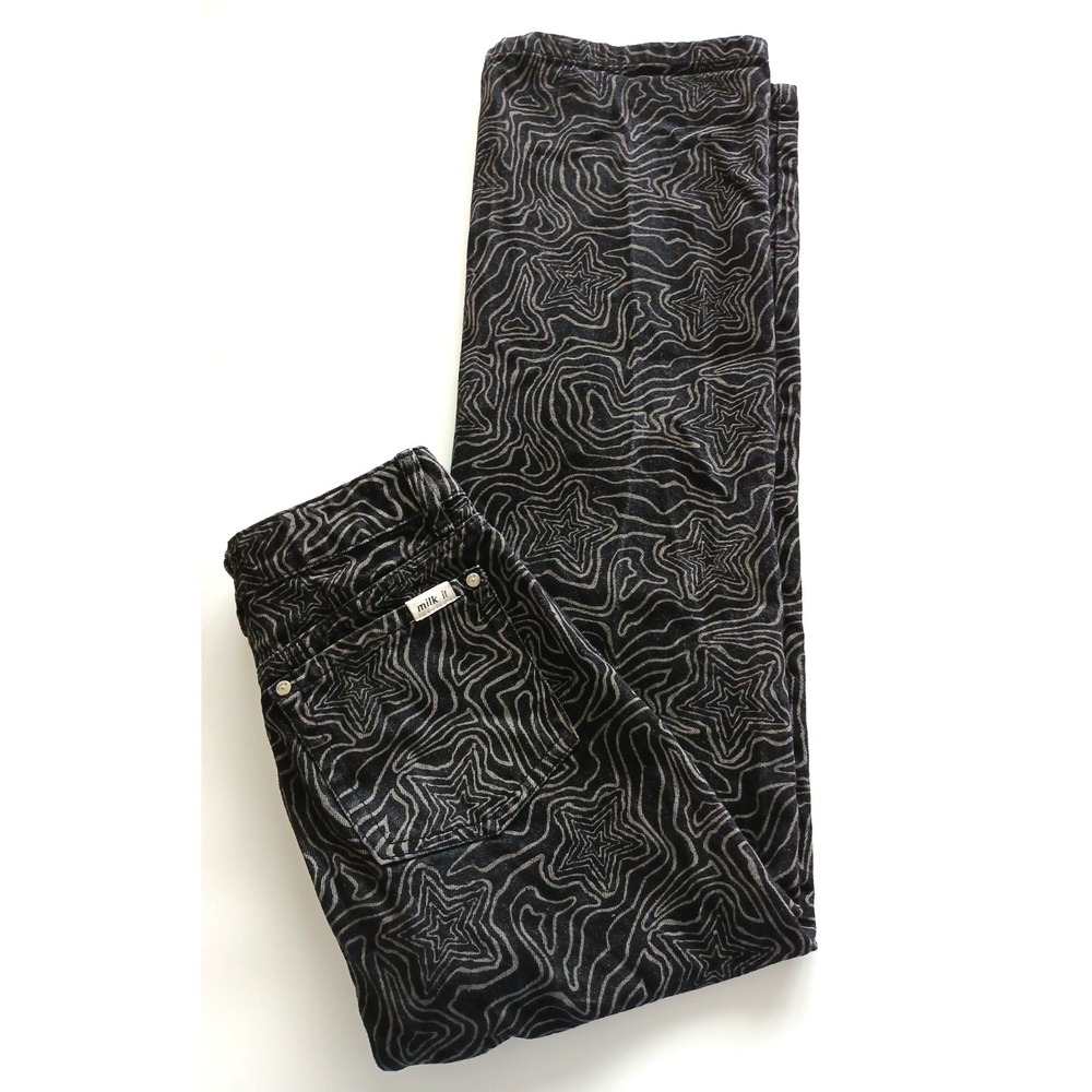 Milk It Funky Black & White Button Front Denim Jeans Women's Size 26 X 29 - Picture 1 of 12